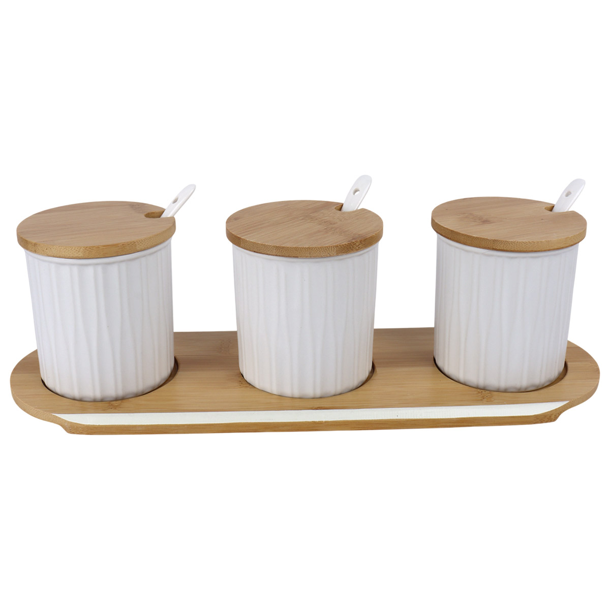 Ceramic Spice Container With Lid & Spoon 3 Pieces Set