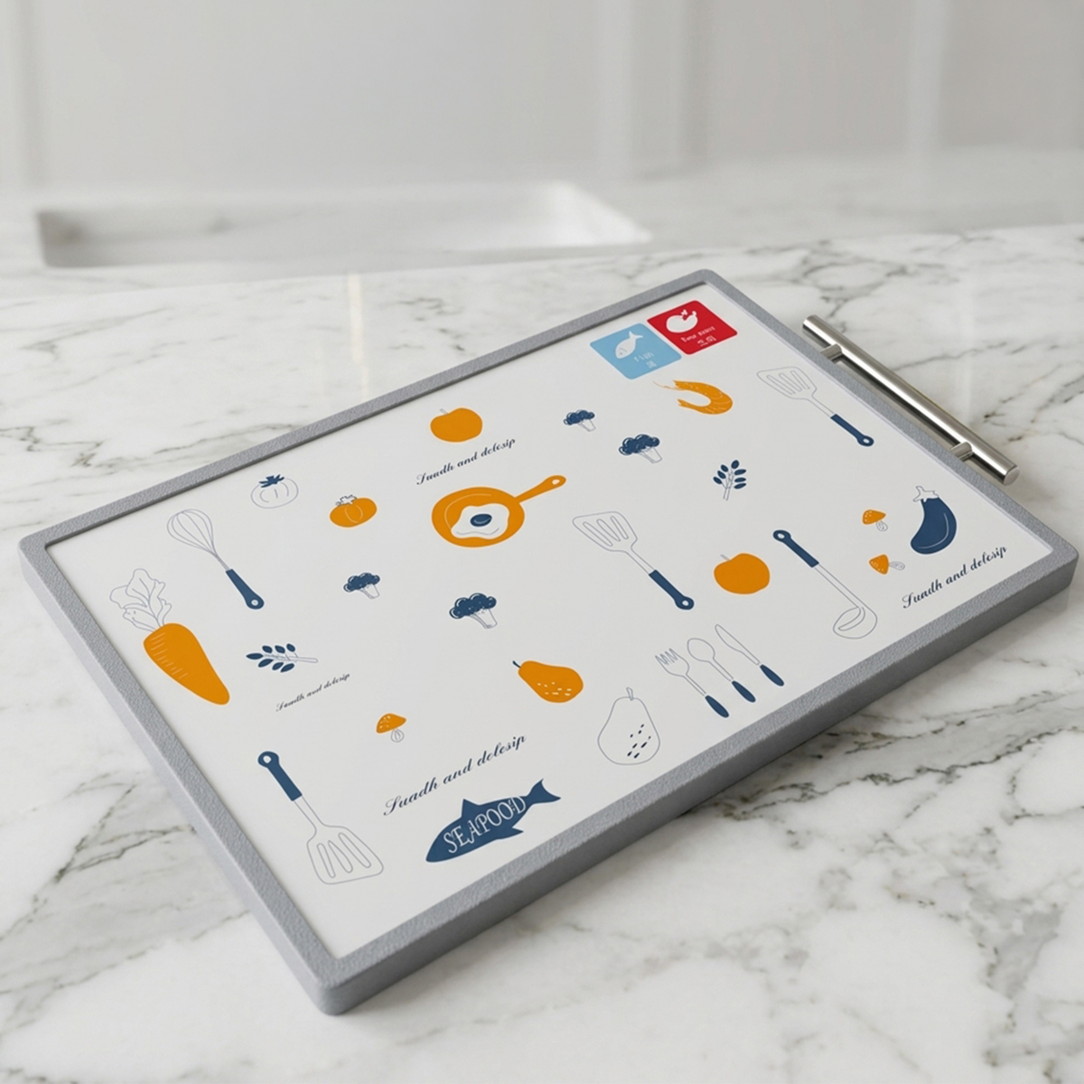 Kitchen Cutting Board With Steel Handle