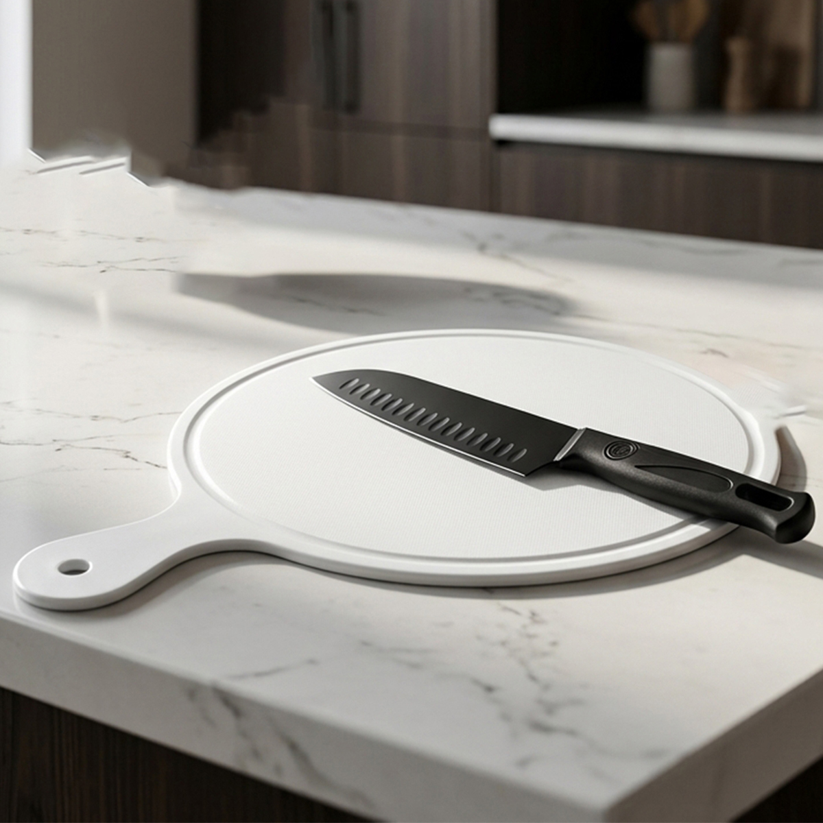 Paddle Style Plastic Cutting Board White