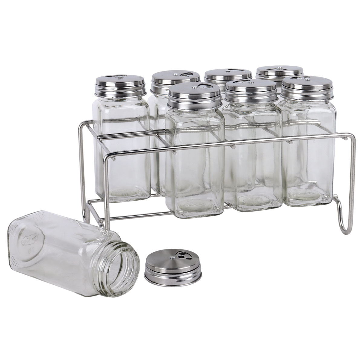 Glass Spice Bottle With Stand 8 Pieces Set