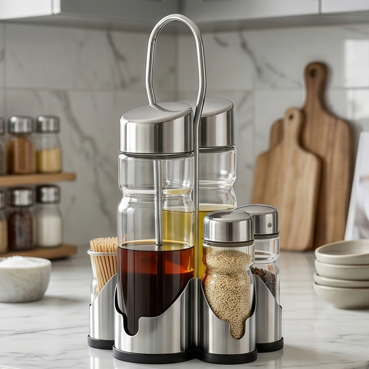 Condiment Set Glass 5 Pieces
