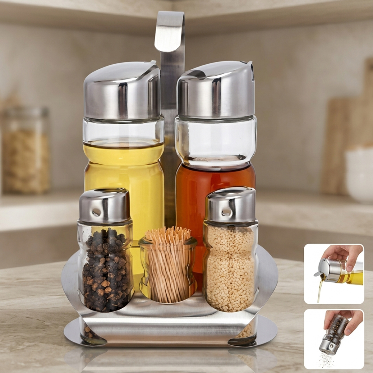 Condiment Set Glass 5 Pieces