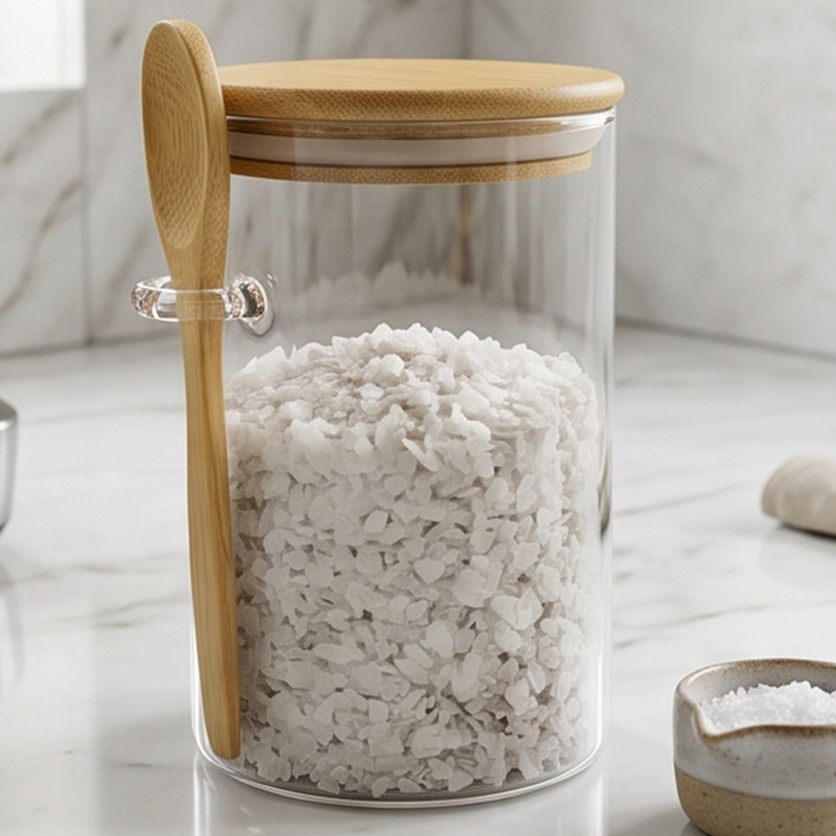 Glass Canister Jar With Lid & Spoon
