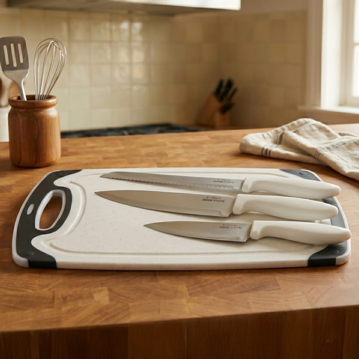 4 In 1 Chopping Board & Knife Set