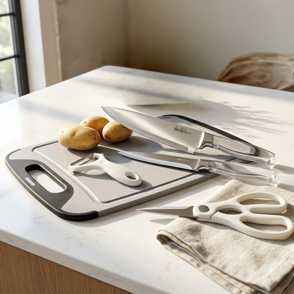 Chef Knife and Cutting Board Set 4 Pieces