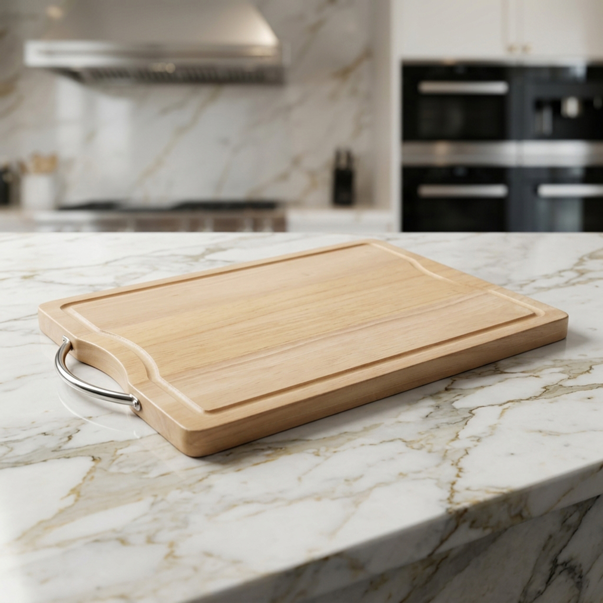 Wooden Kitchen Cutting Board With Metal Handle