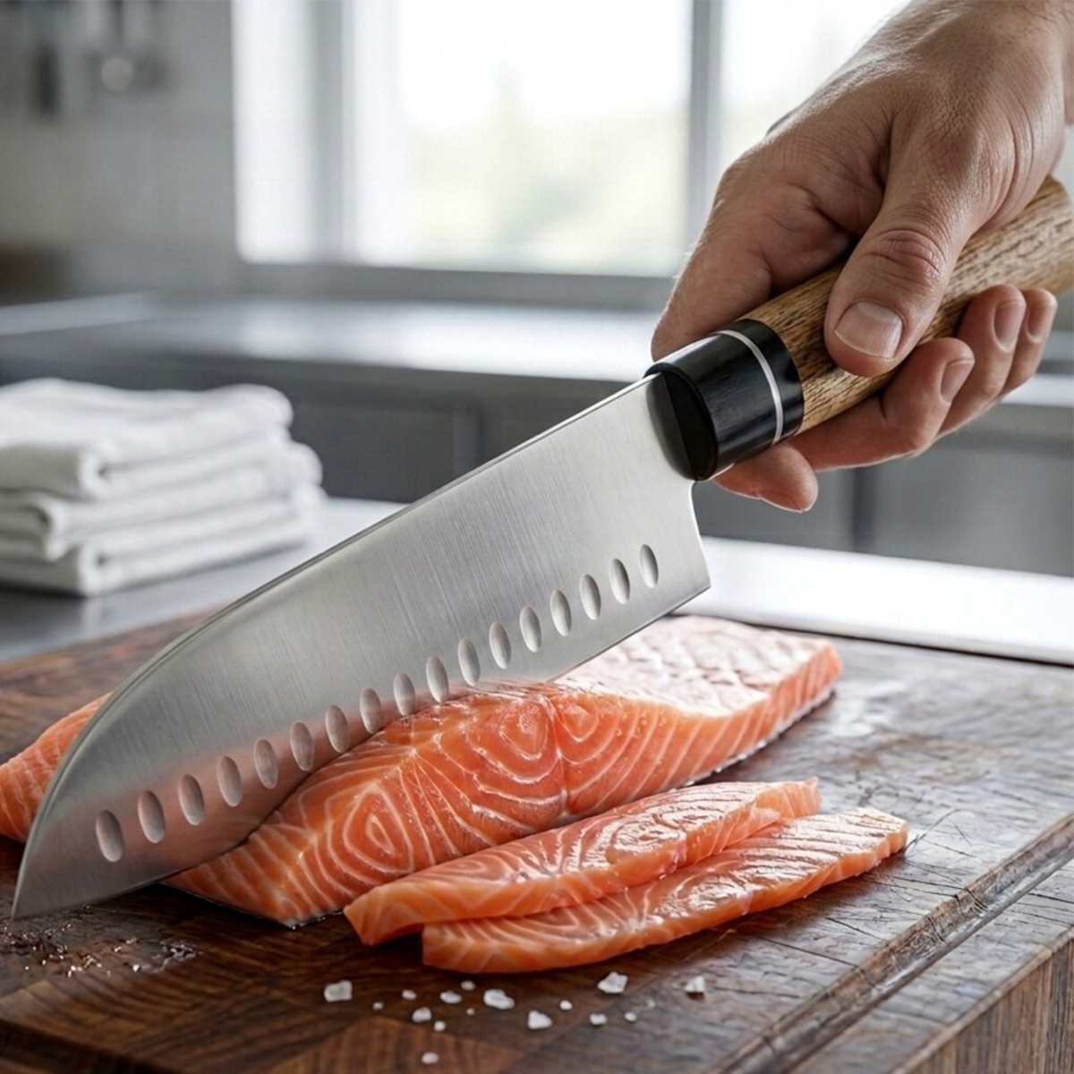 Santoku Knife with Wooden Handle