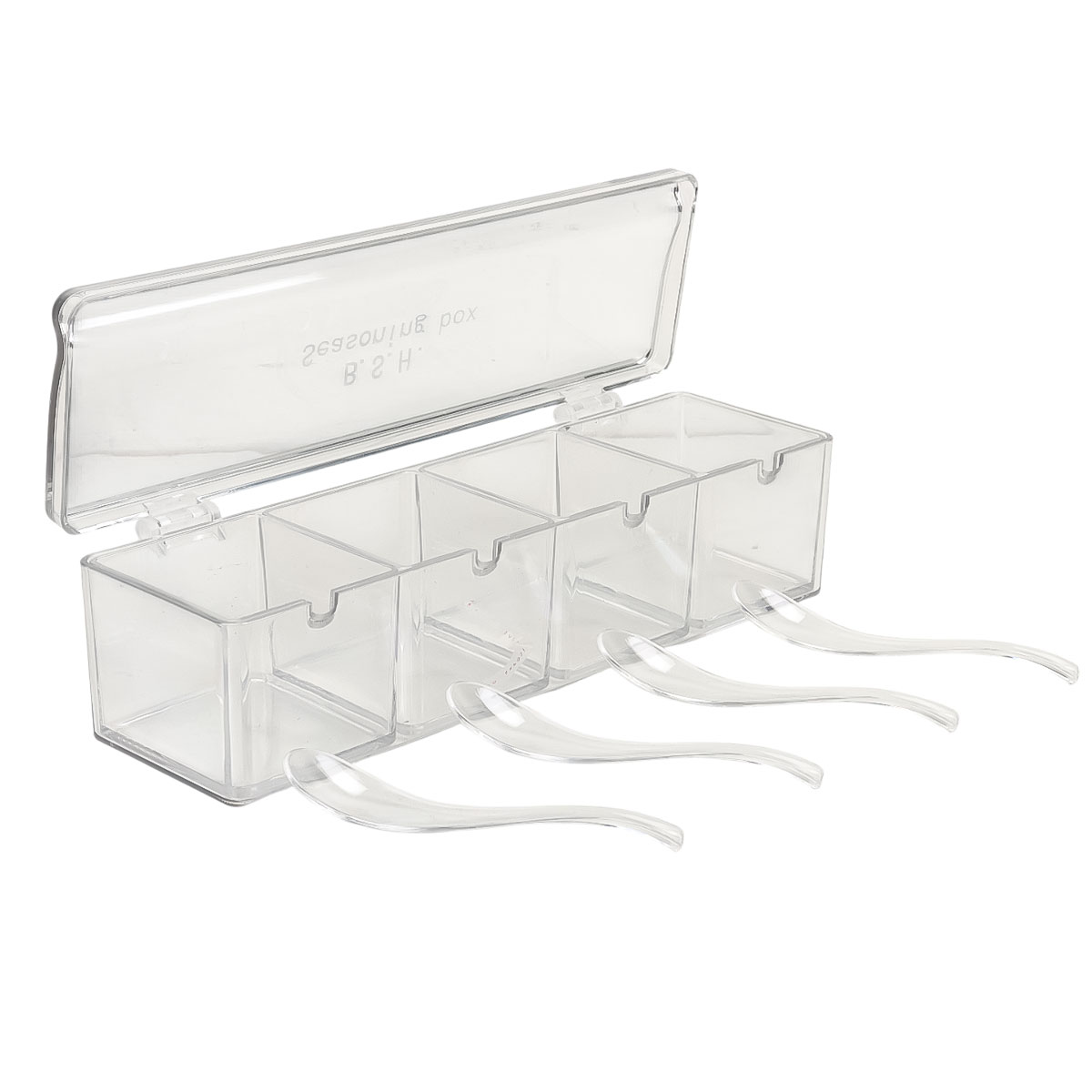 Plastic 4 Part Spices Box With Cover & Spoon