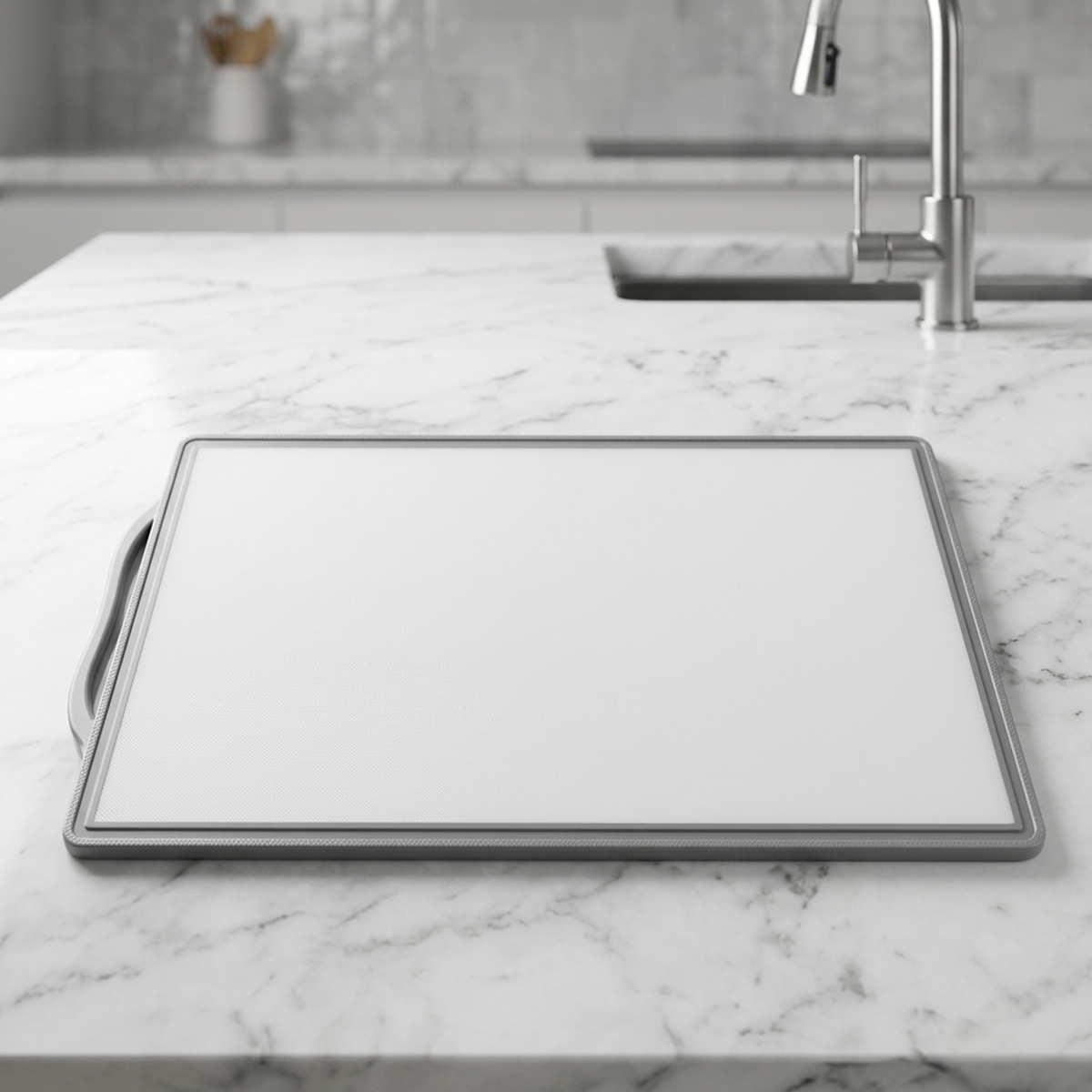 Large Grey Border Kitchen Cutting Board