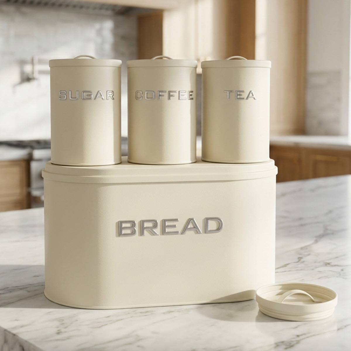4 Pieces Bread Box Spice Jar Metal