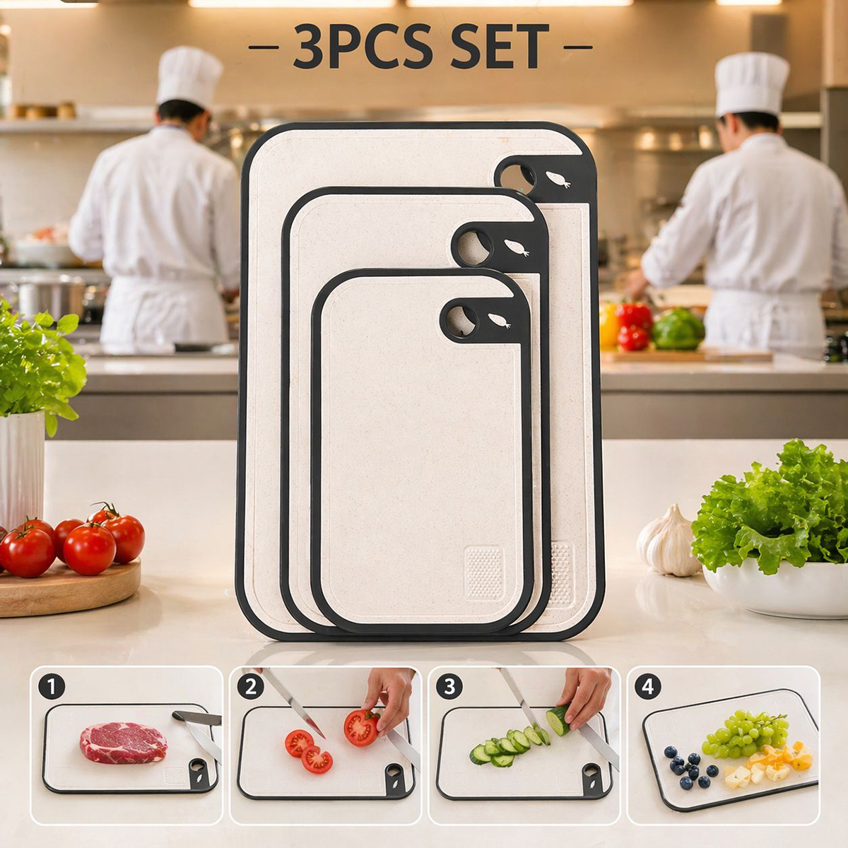 Cutting Board 26x16x0.7cm 3 Pieces
