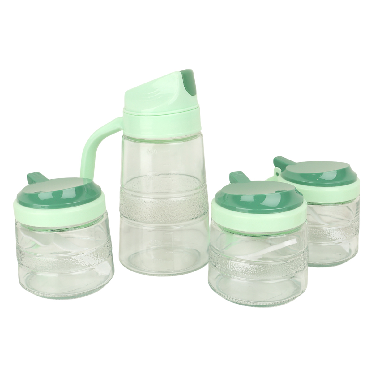 Glass Sugar Bowl With cover 4 Pieces