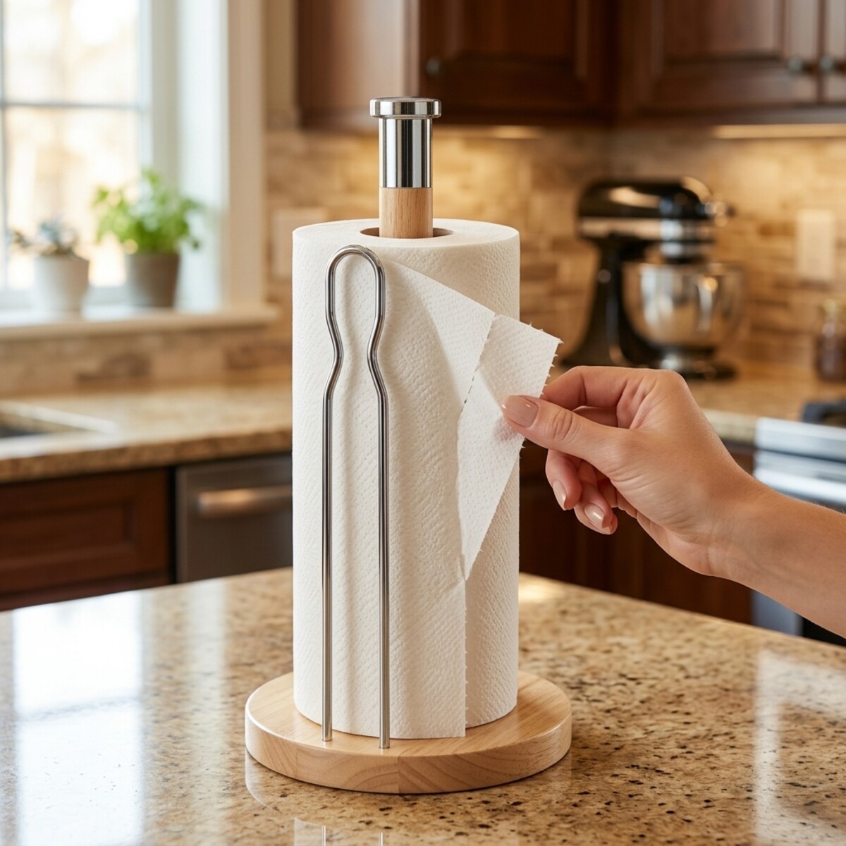 Wooden and Stainless Steel Paper Holder