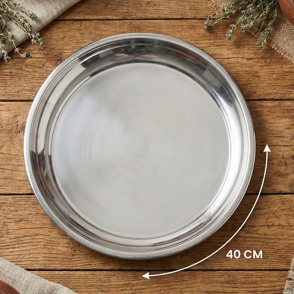 Large Round Tray Stainless Steel