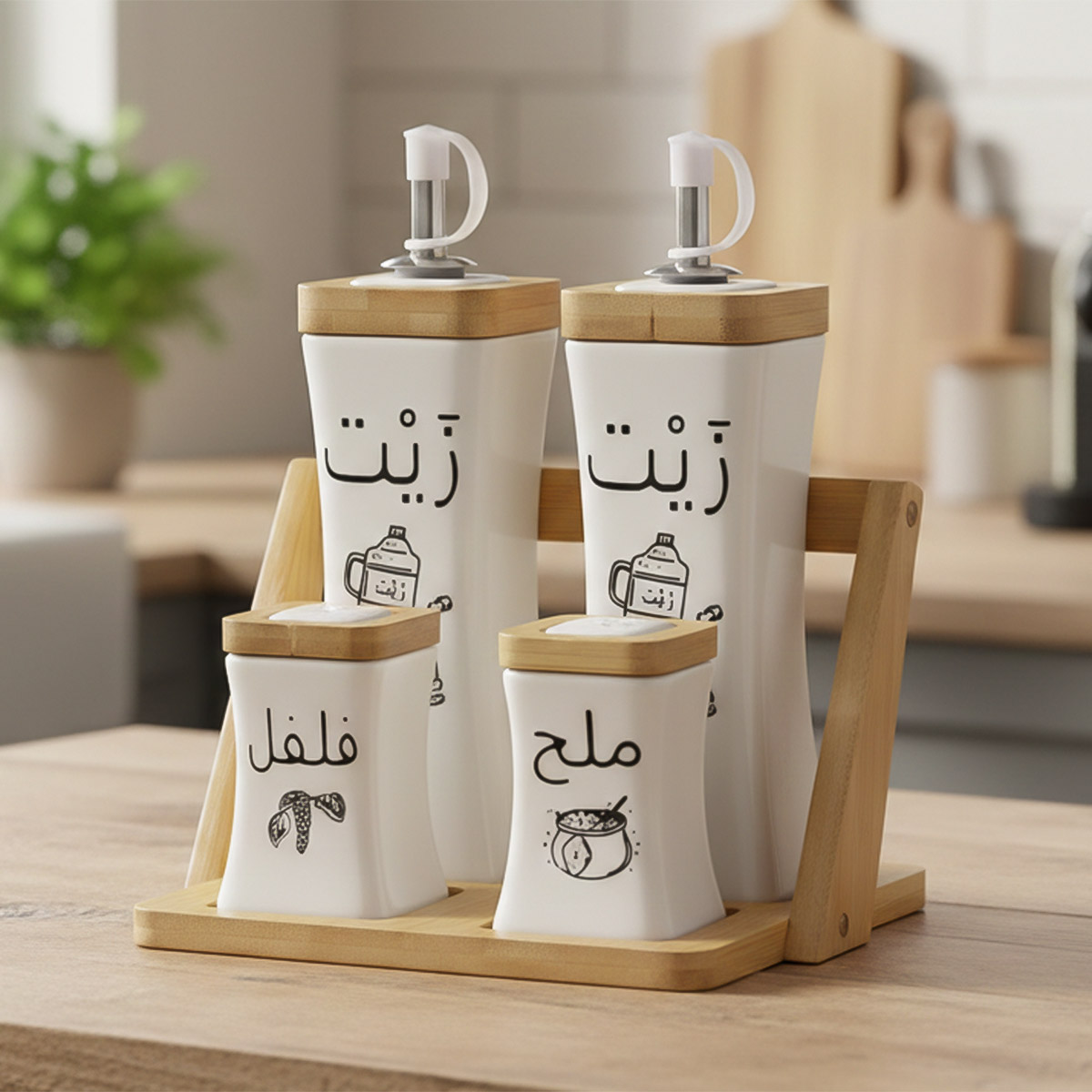 4 Pieces Vinegar Set Ceramic