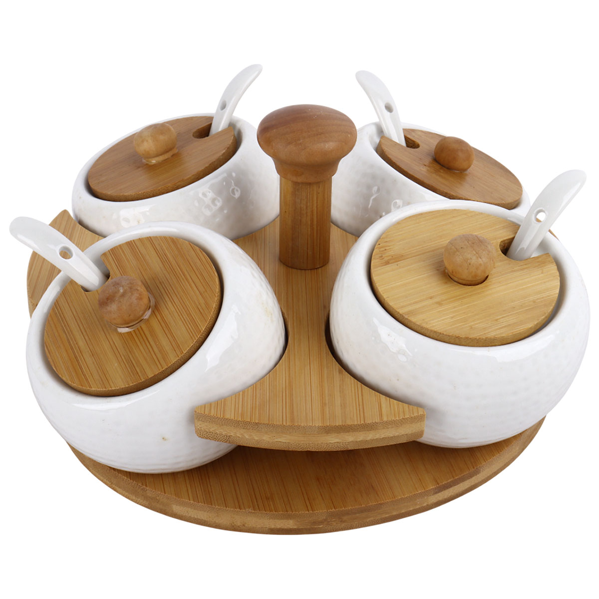 Ceramic Pickel Container With Lid & Spoon Set 4 Pieces