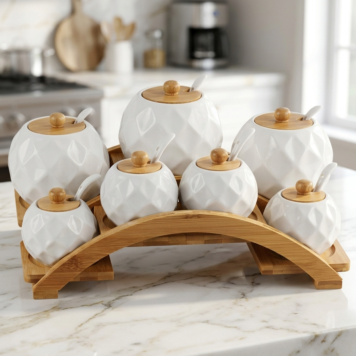 7 Pieces Ceramic Spices Set