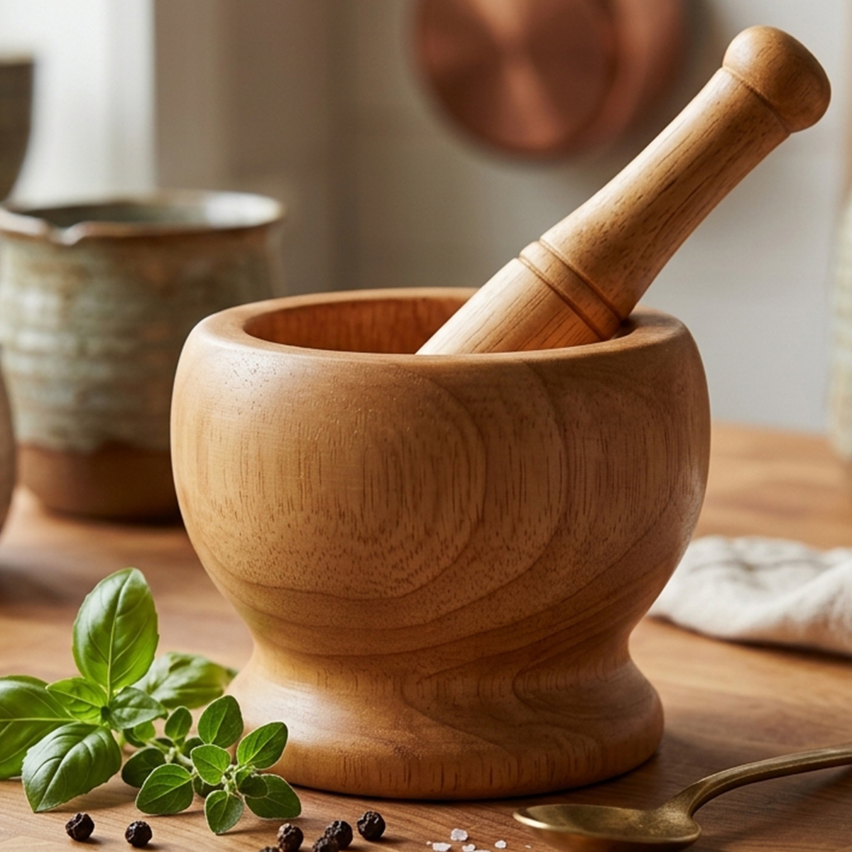 Wooden Mortar and Pestle Set