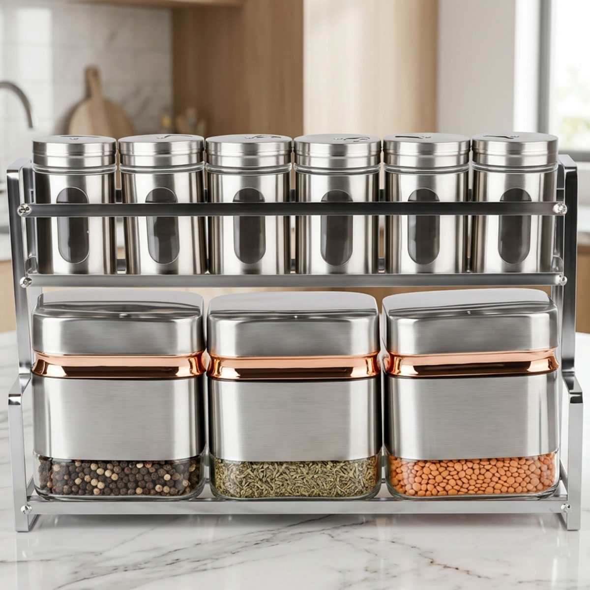 9 Pieces Spice Jar Set Glass