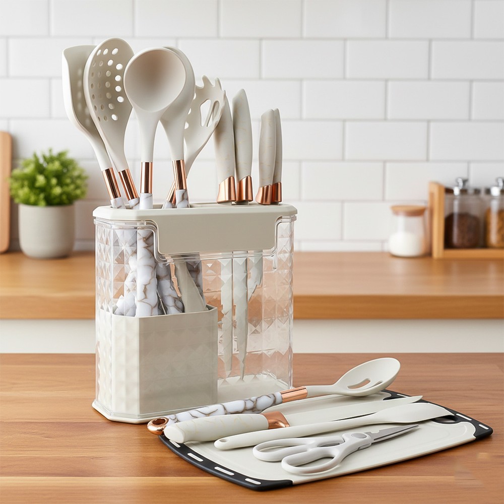 7 Pieces Kitchen Tool Set White Grey