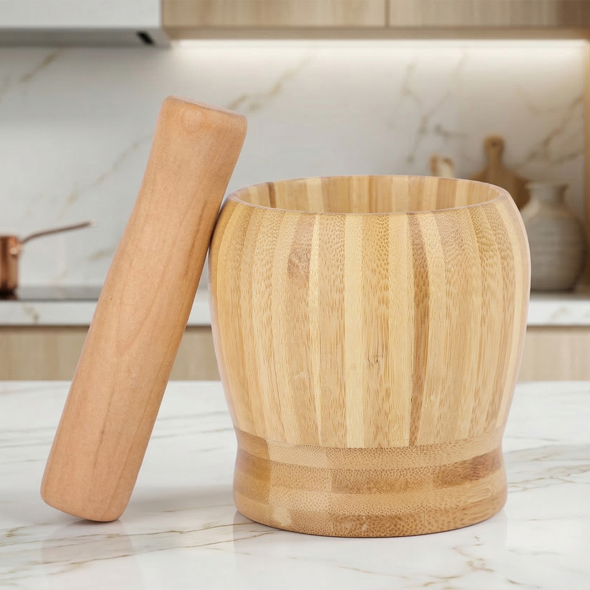 Bamboo Mortar and Pestle Set