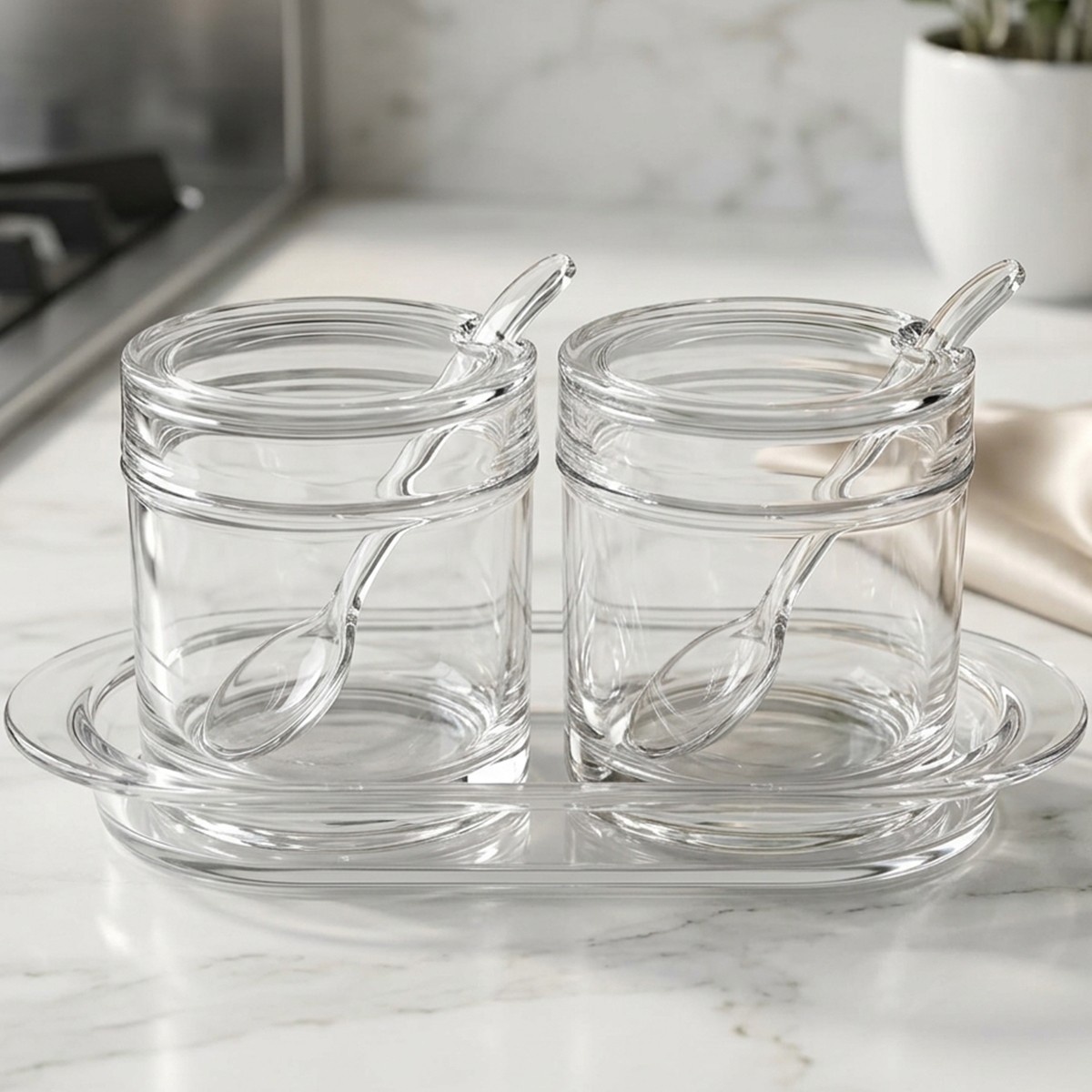 Acrylic Condiment Jar Set 2 Pieces