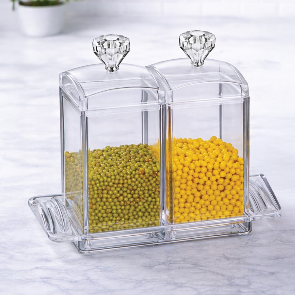 Acrylic Spice Bottle Set With Stand 2 Pieces 