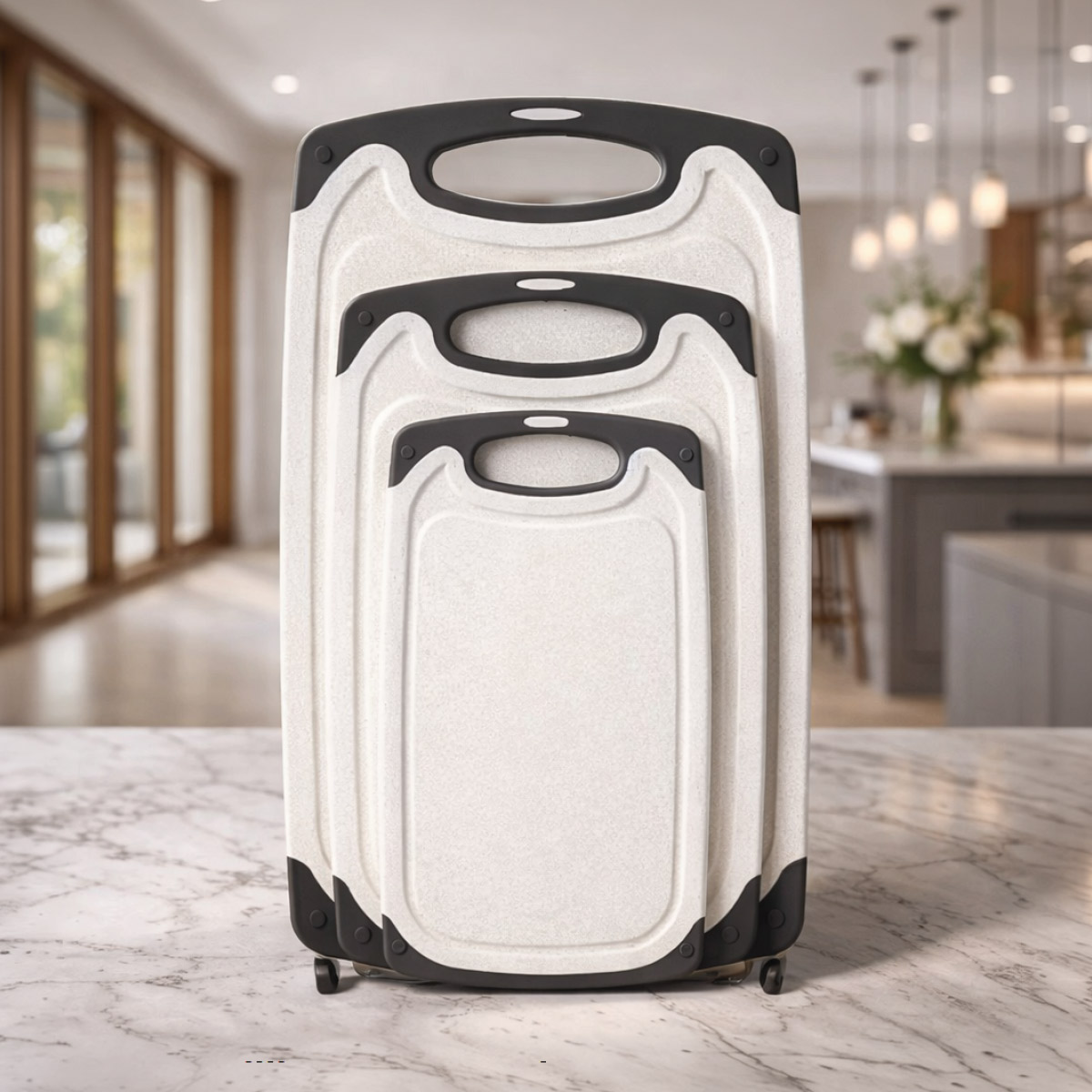 Dual Tone Plastic Cutting Board 3 Pieces Set
