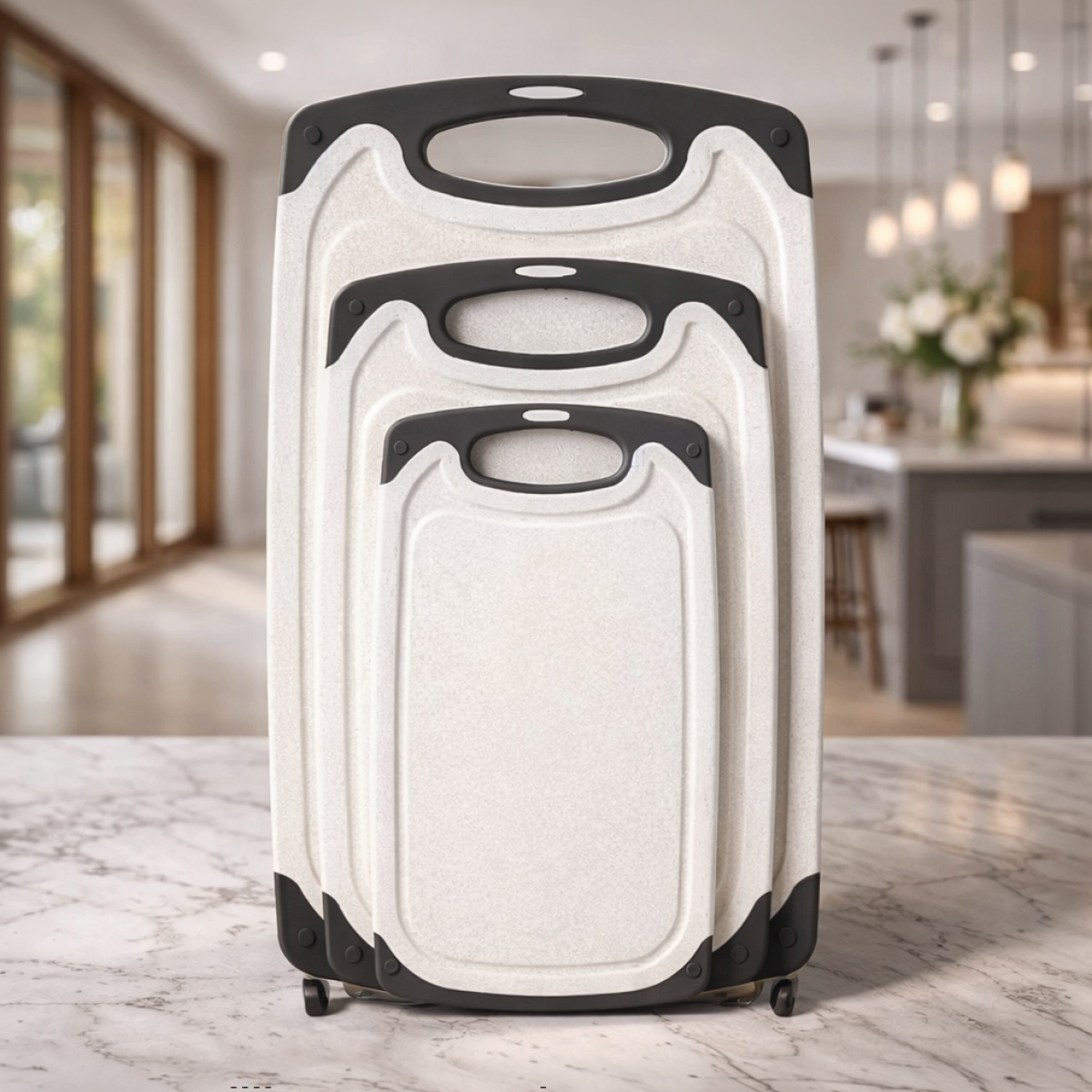 Dual Tone Plastic Cutting Board 3 Pieces Set