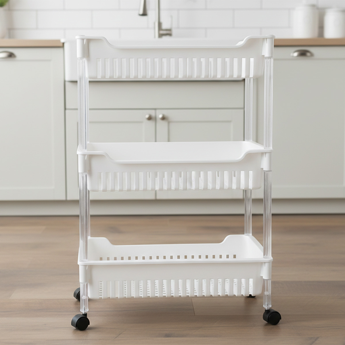 Vegetable Trolly Plastic White 3 Layer