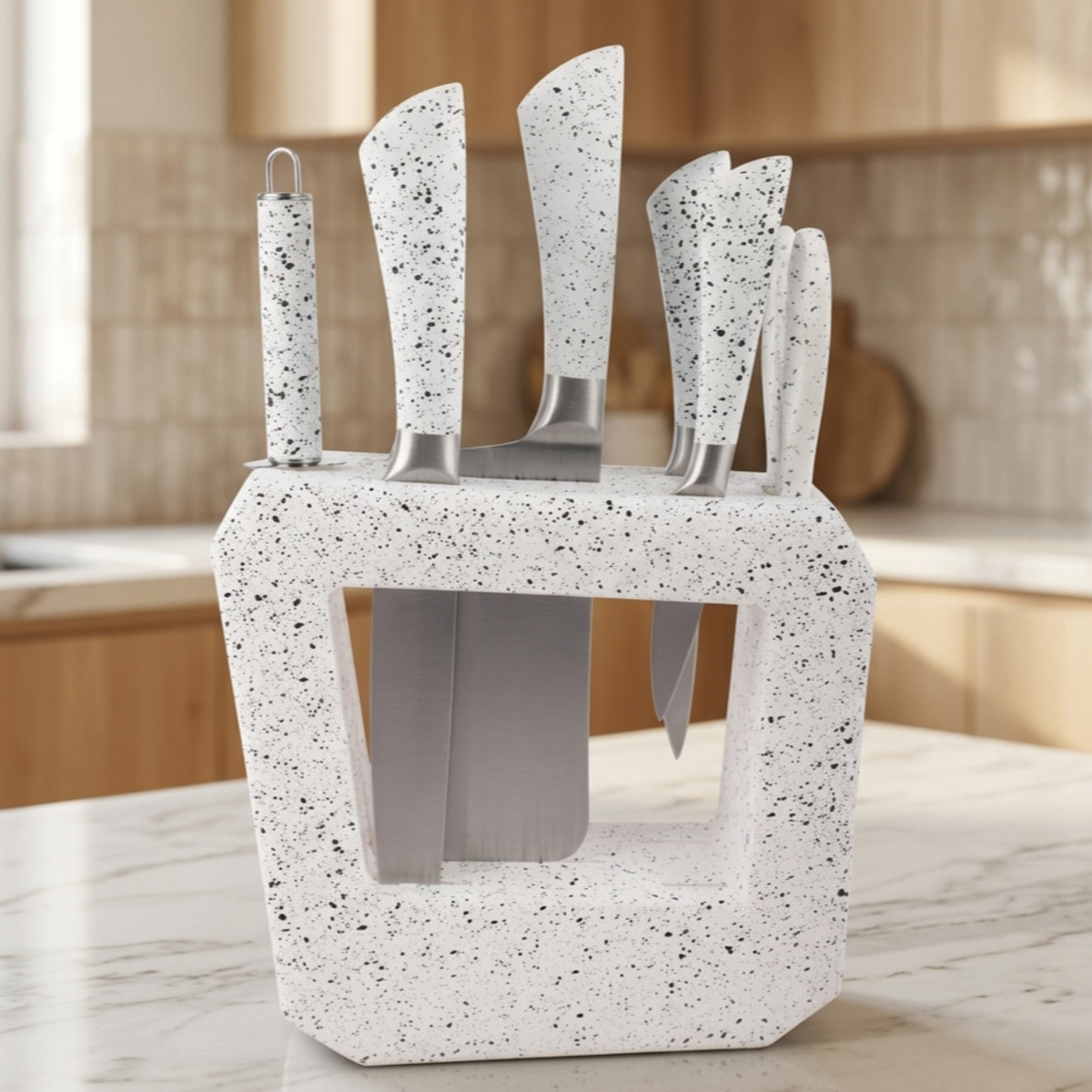 Speckled Knife Set with Block 7 Pieces