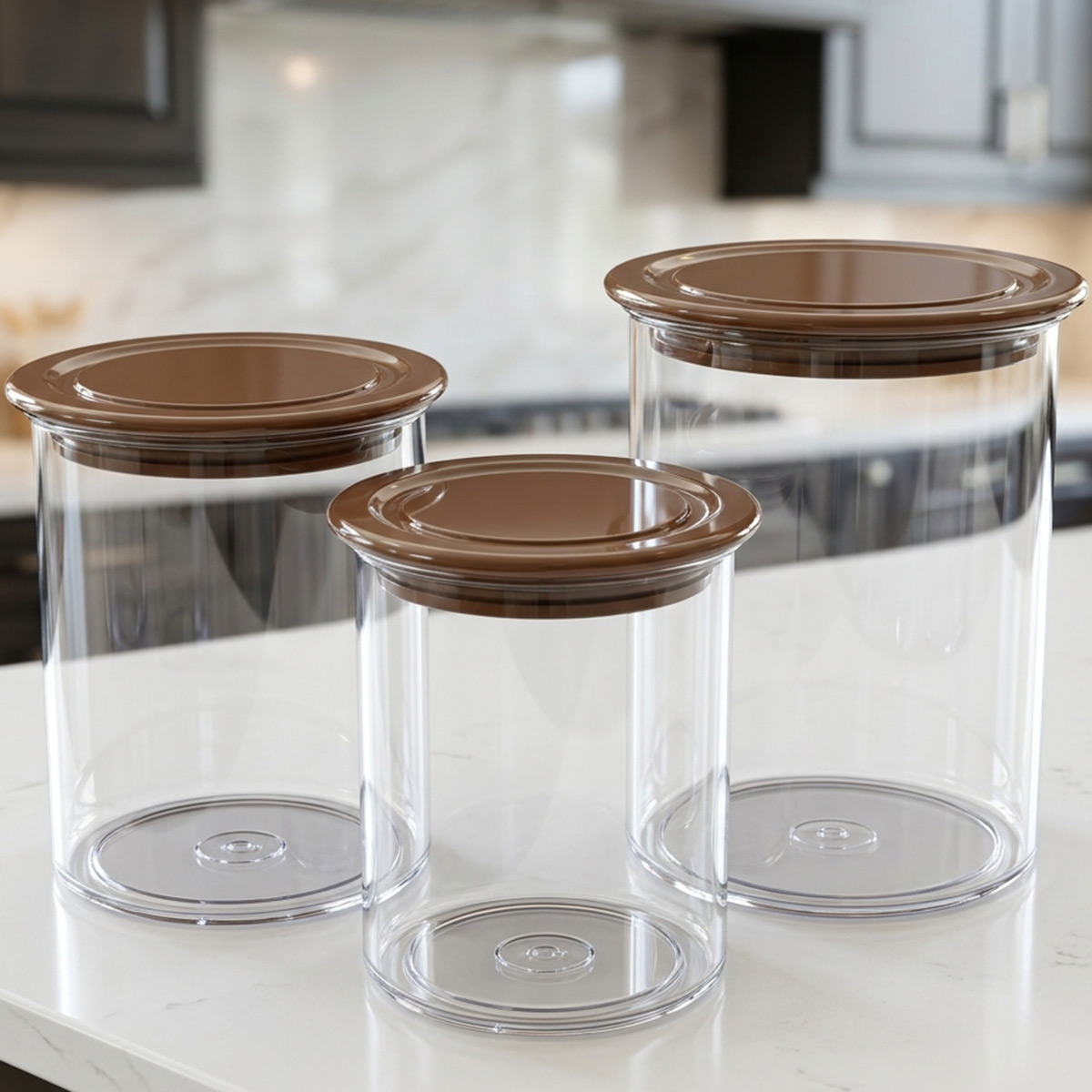 3 Pieces Storage Jar Set Plastic