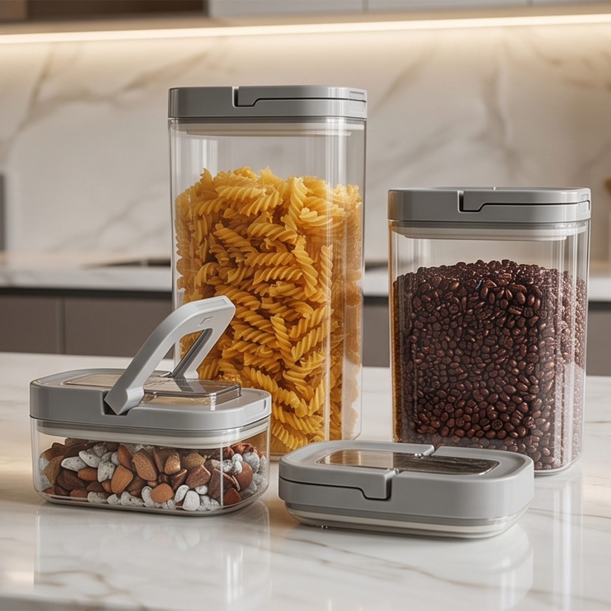 4 Pieces Storge Jar Set Plastic
