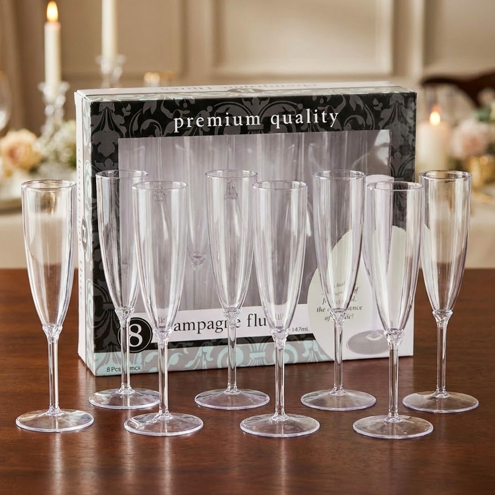 Disposable Champagne Flutes 147ml 8 Pieces | Disposable & Storage | Disposable Tableware | Cups & Straws Disposable Champagne Flutes 147ml 8 Pieces | Disposable & Storage | Disposable Tableware | Cups & Straws