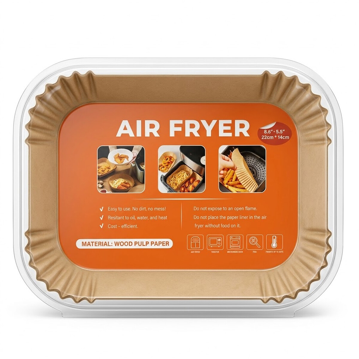 Wood Pulp Paper Air Fryer 22 x 14cm