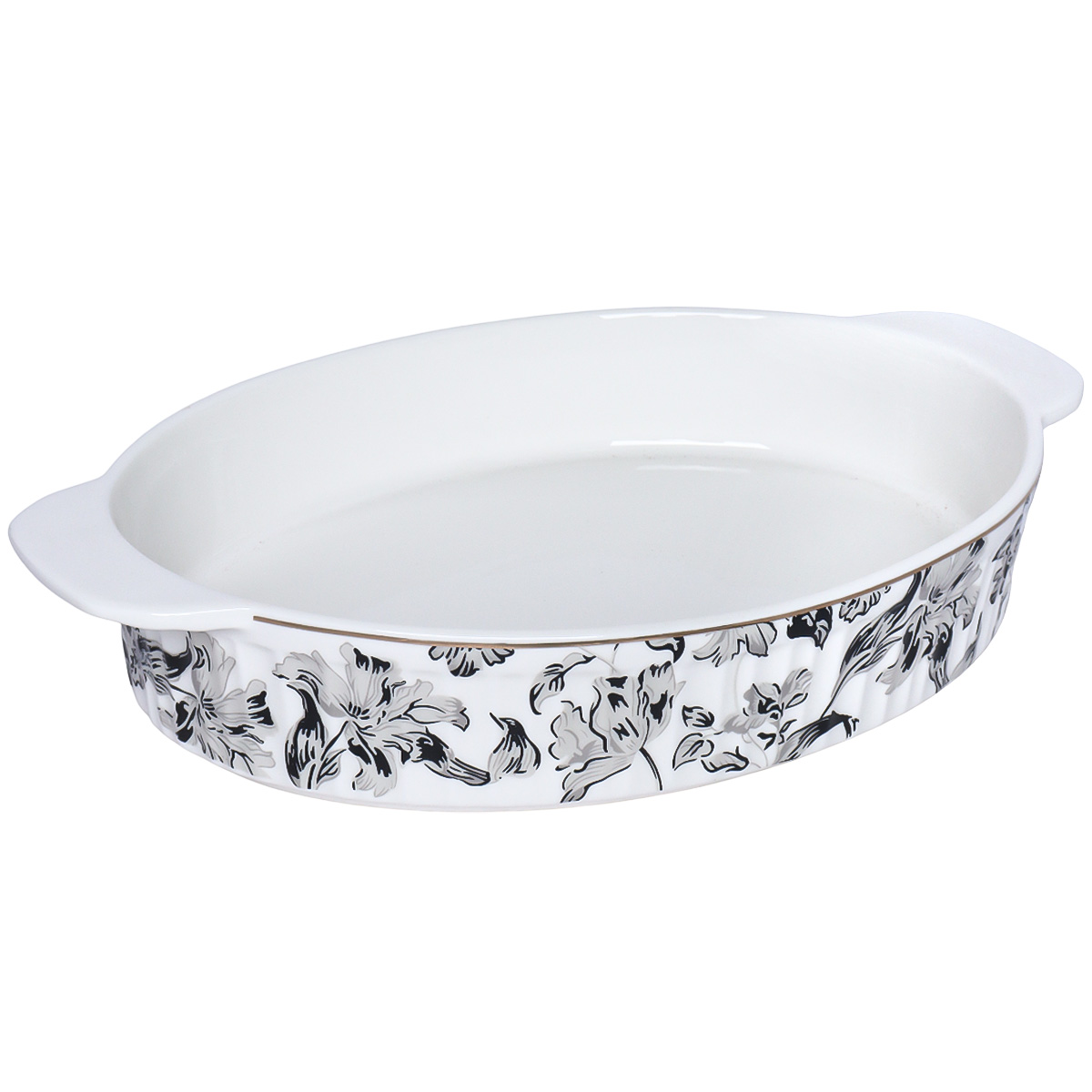 Black & White Floral Ceramic Baking Dish G-1-1