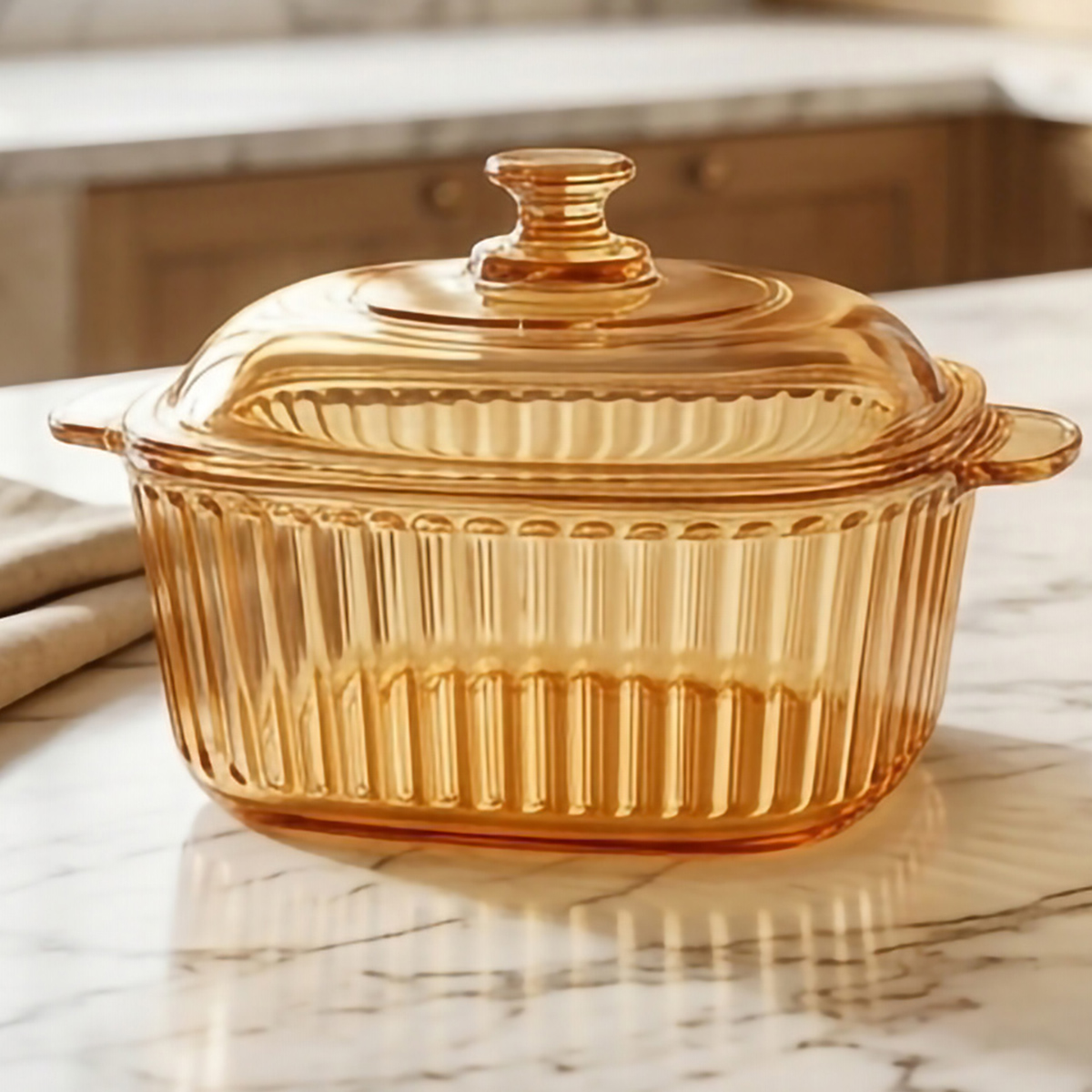 Glass Casserole with Cover Amber