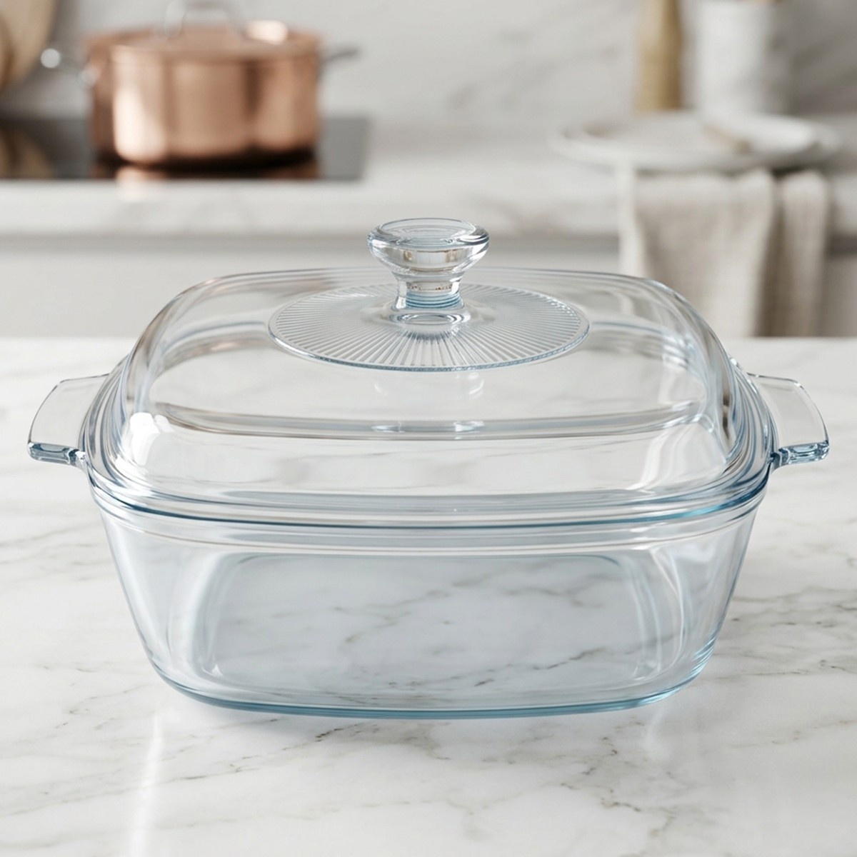 Square Glass Casserole Baking Dish With Glass Lid 1.5
