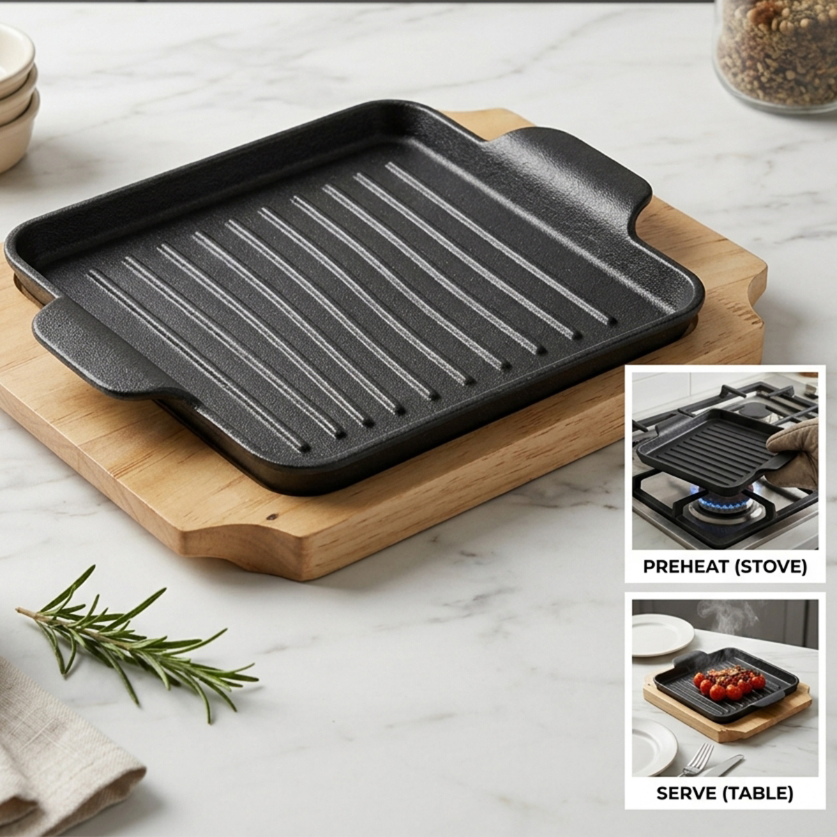 Sizzling Grill Plate 21x21cm