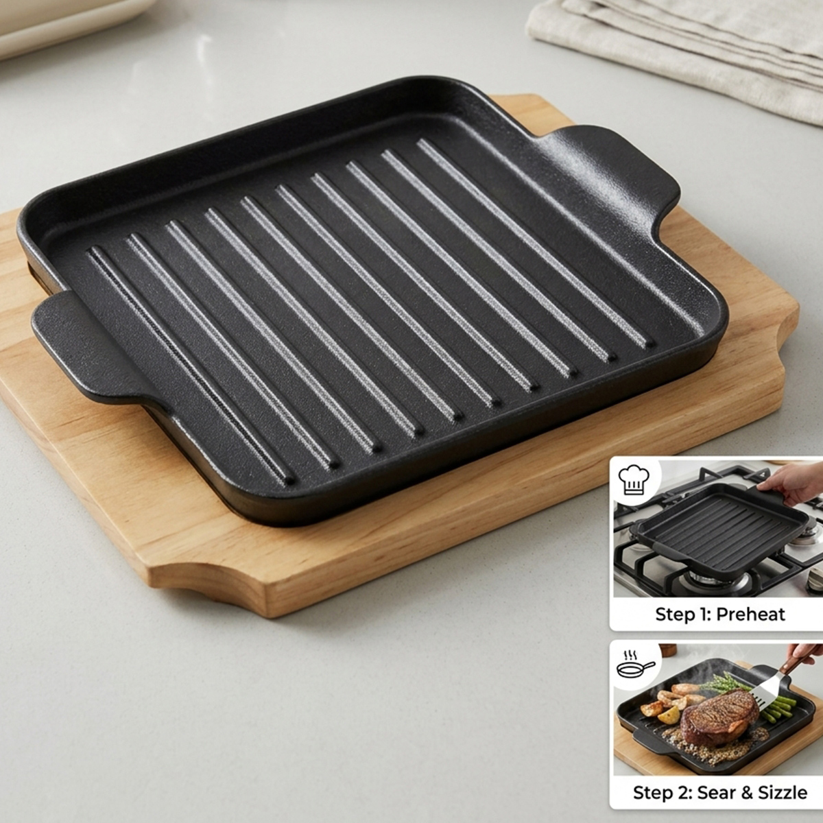 Sizzling Grill Plate 23x23cm