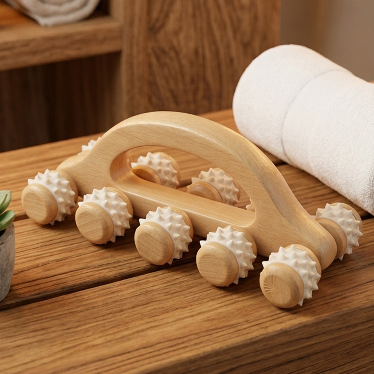 Wooden Handheld Massage Roller