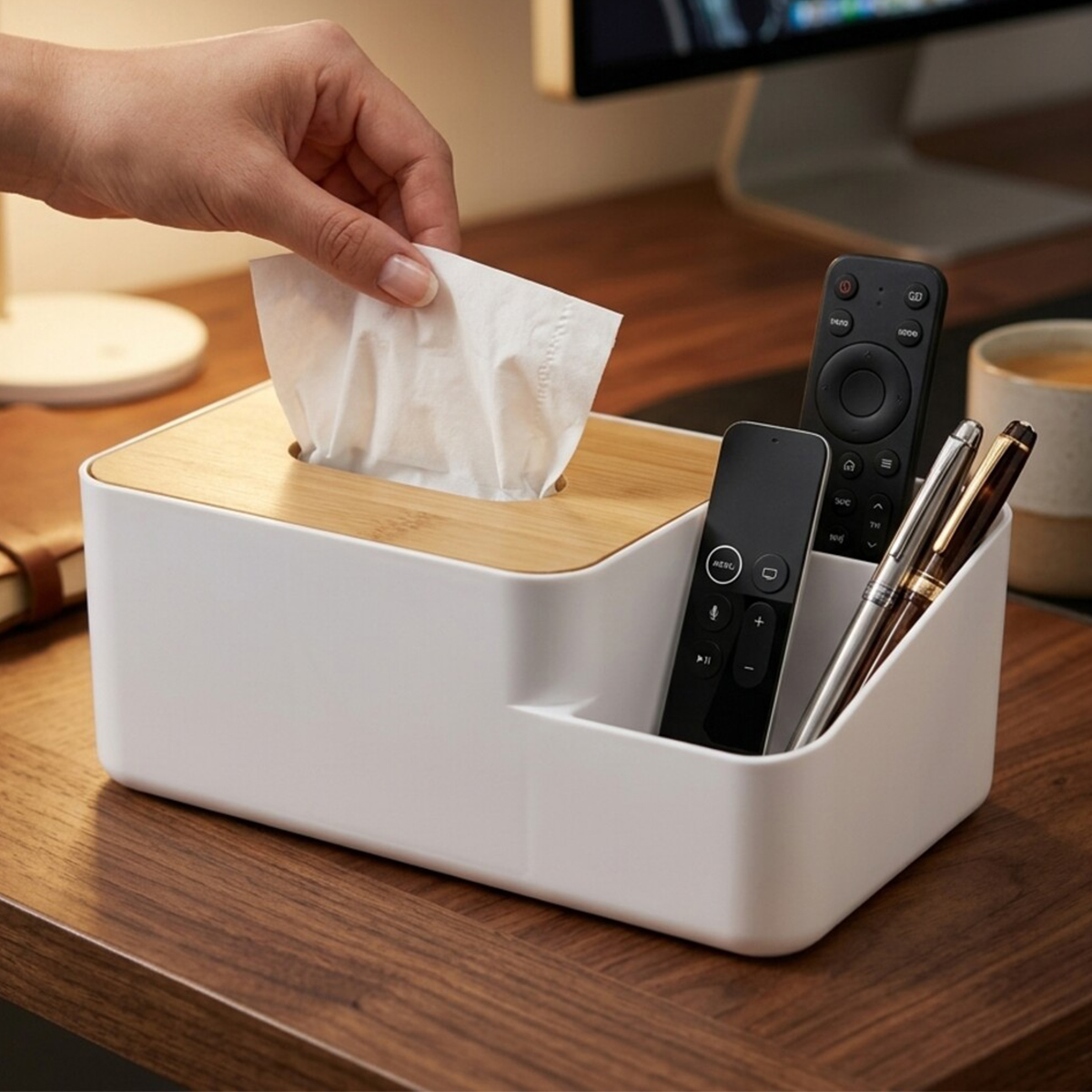 Multi Compartment Organizer Tissue Box