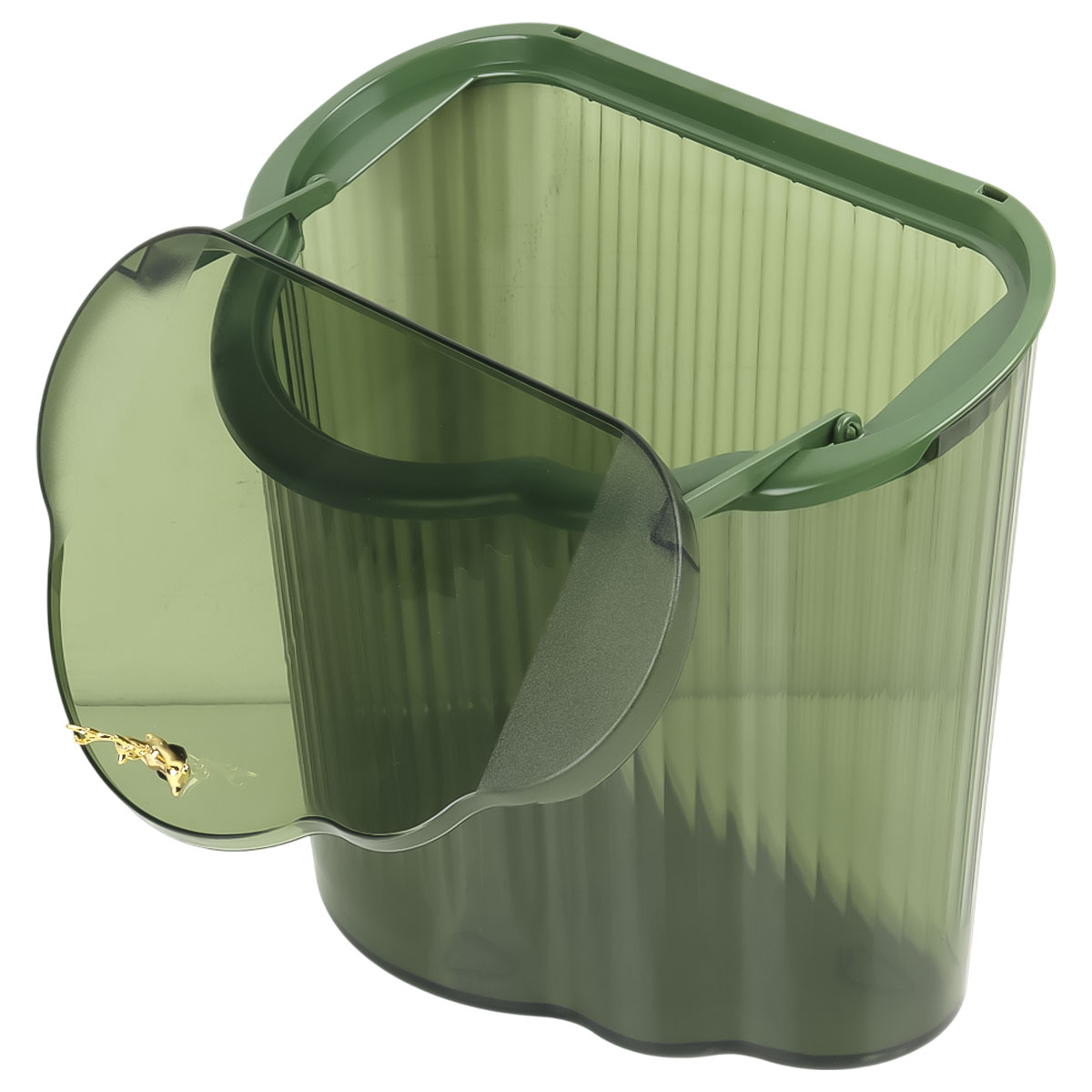 Clear Trash Bin With Cover Green