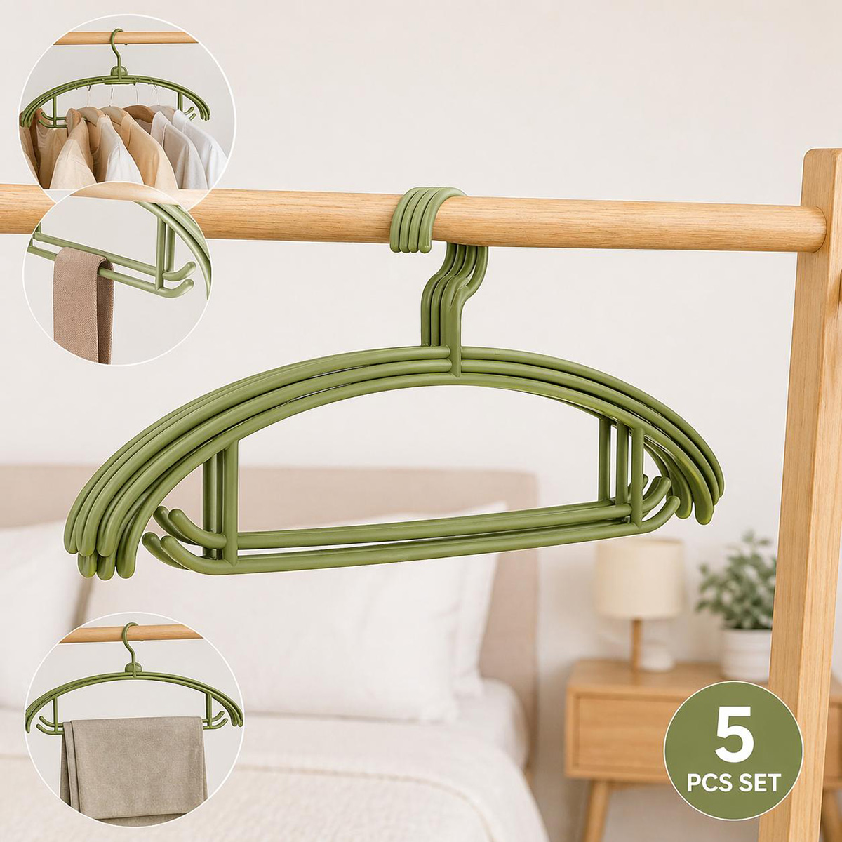 Plastic Hanger 5 Pieces Green