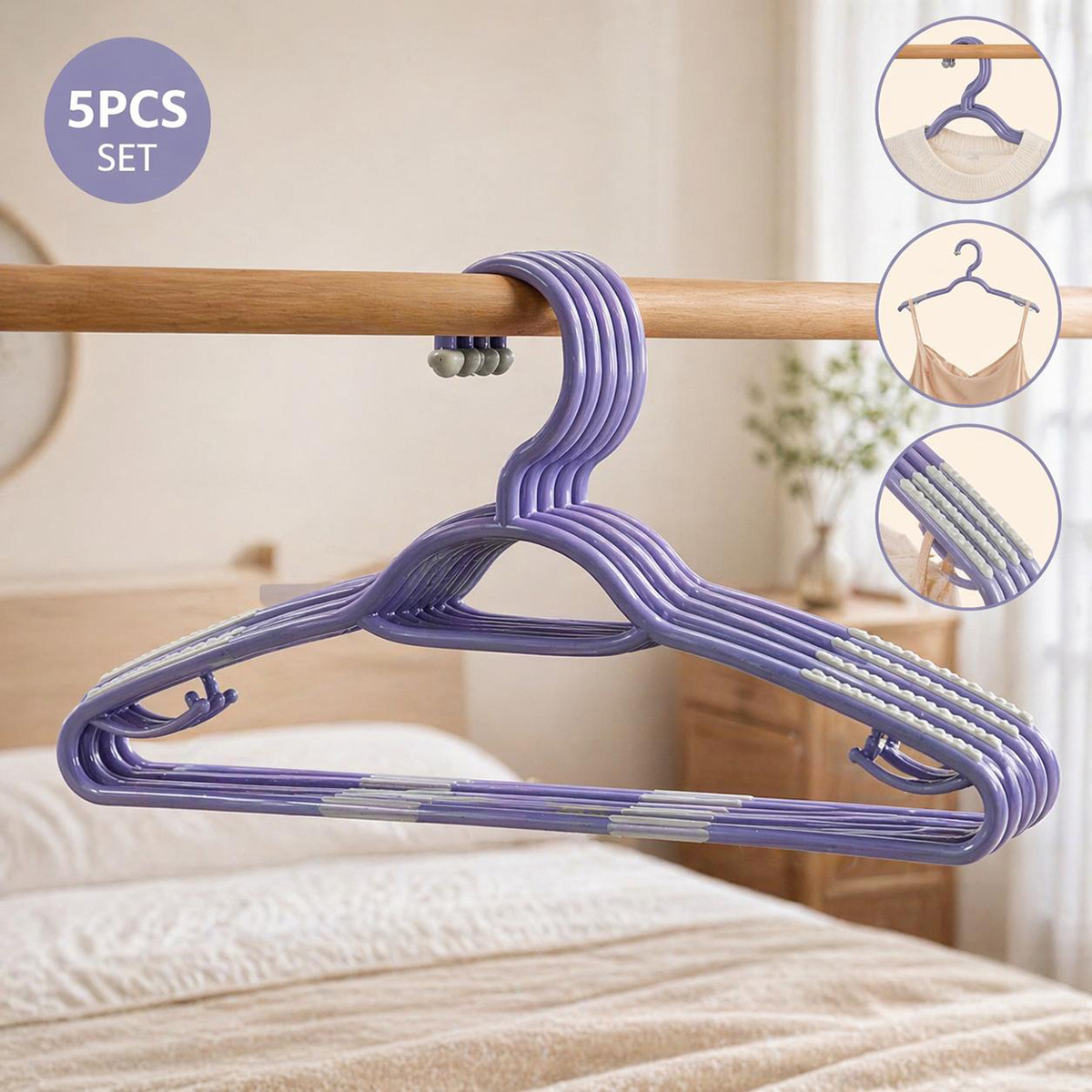 Plastic Hanger 5 Pieces Violet