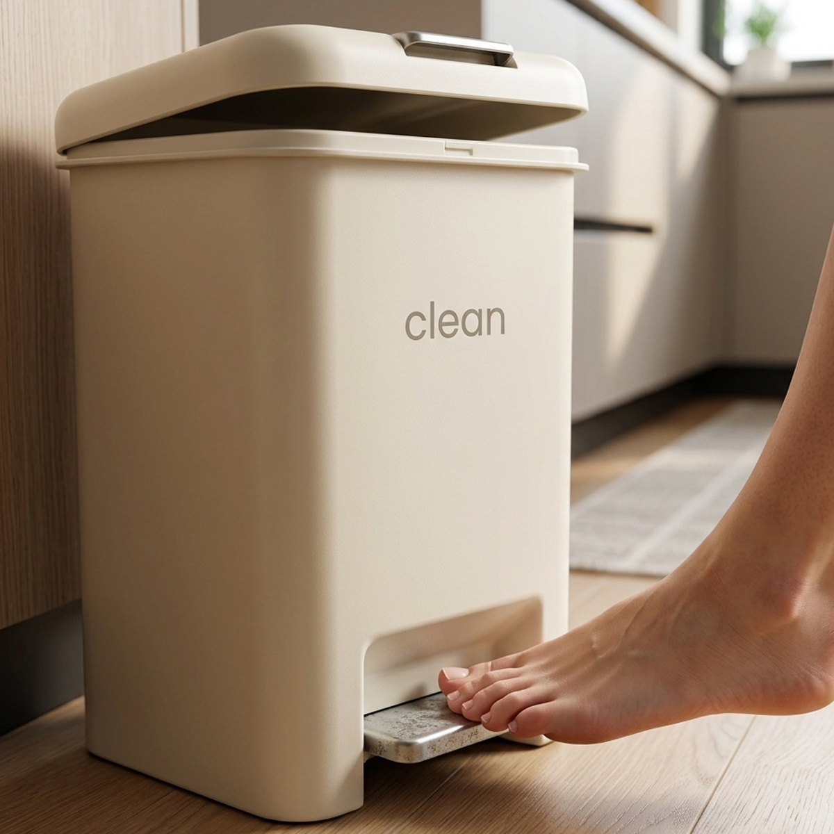 Pedal Dust Bin White Plastic