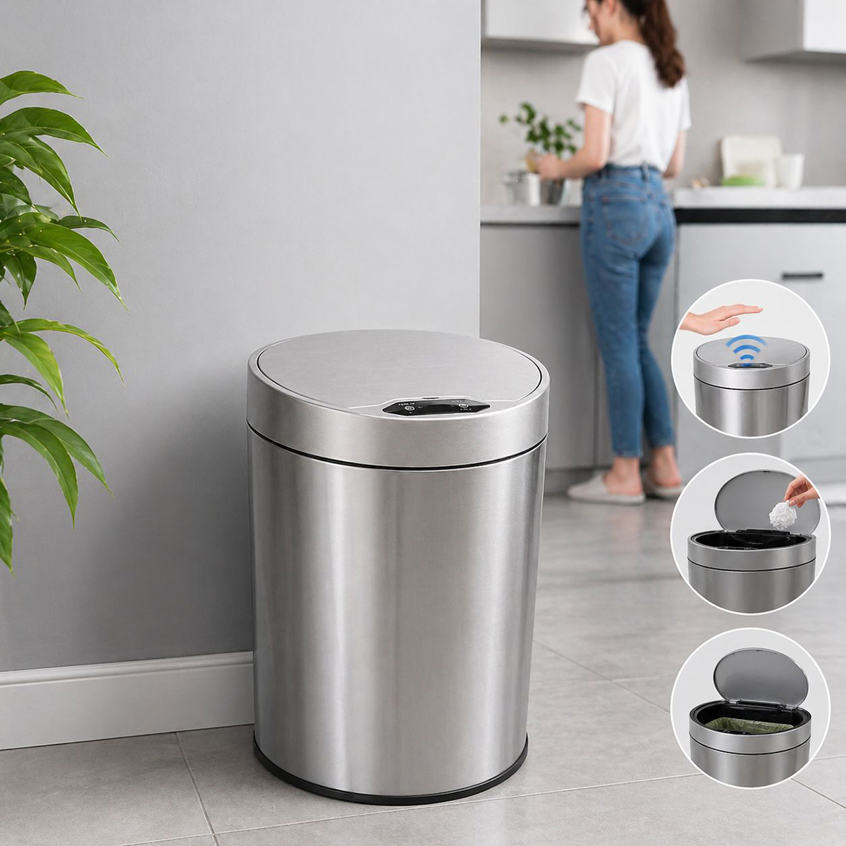 Sensor Dustbin Silver