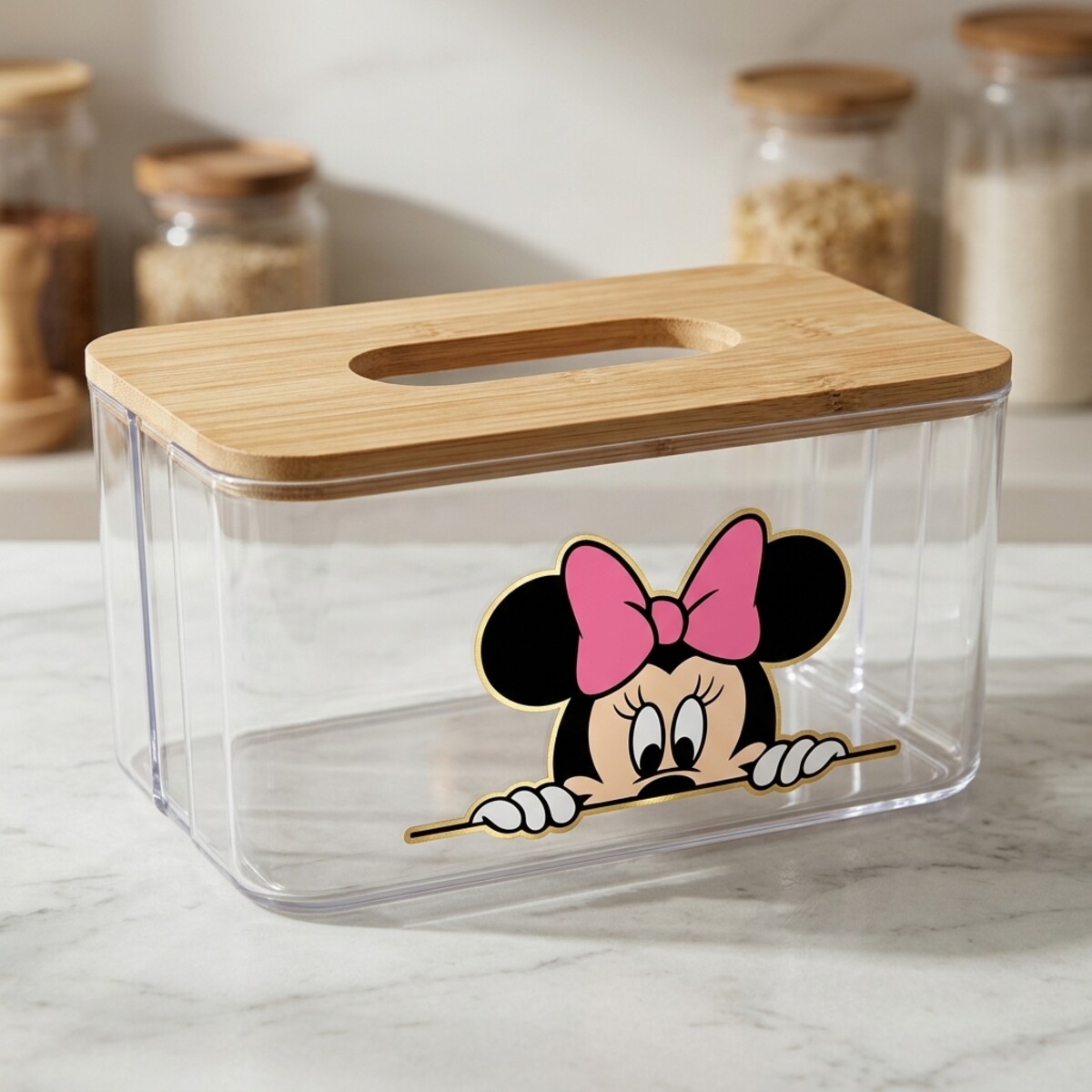 Acrylic Tissue Box with Wooden Lid