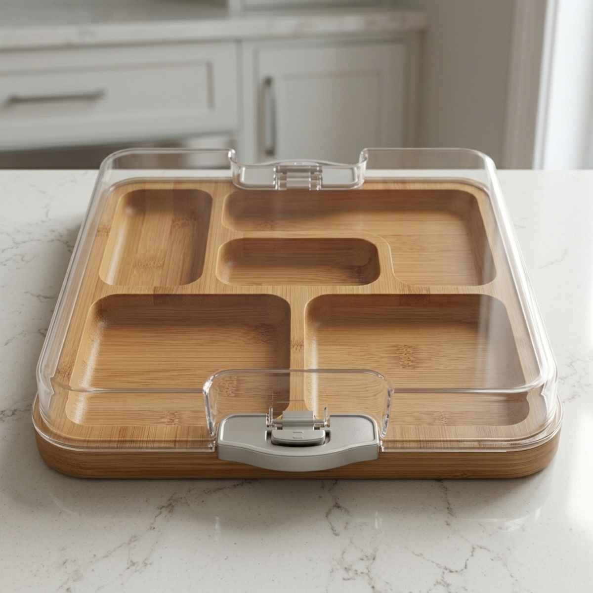 Bamboo Serving Tray With Acrylic Lid