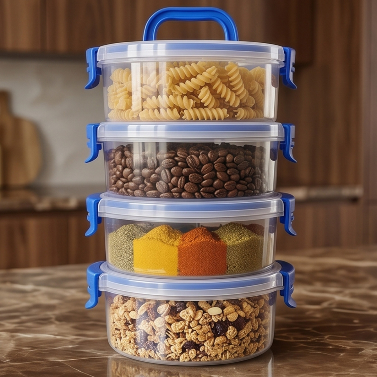 Plastic Storage Box With Cover 4 Pieces